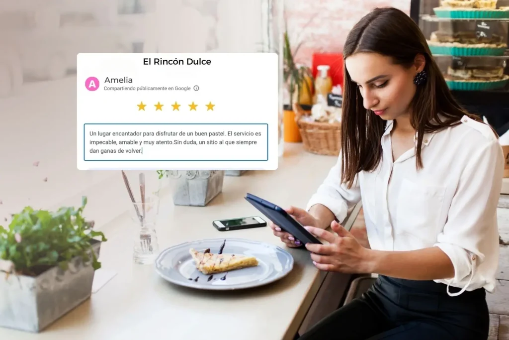 Cliente dejando reseña en Google para un negocio local
